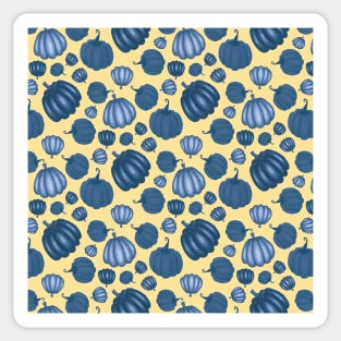 Cute Blue Pumpkin Pattern on Yellow Background Sticker